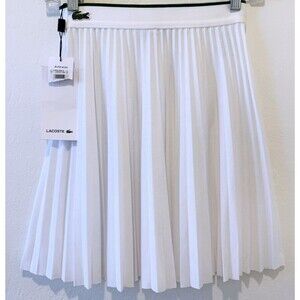 NWT Lacoste XS White and Dark Green Pleated Tennis Skirt Elastic Waist